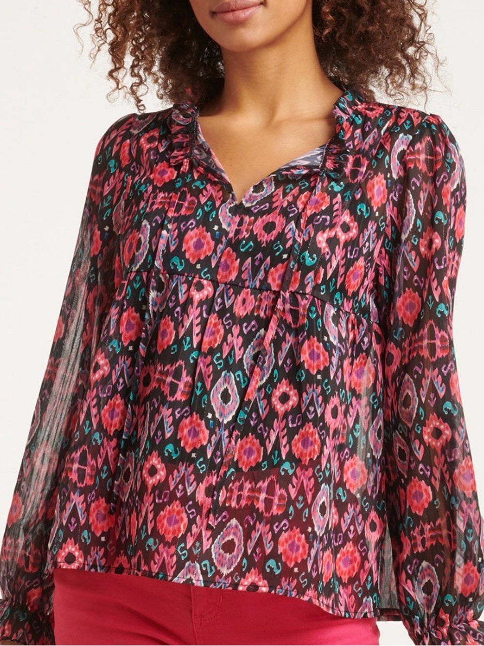 ee:some Floral Blouse Women’s (M) Boho Button Front Oversized Top NWT
